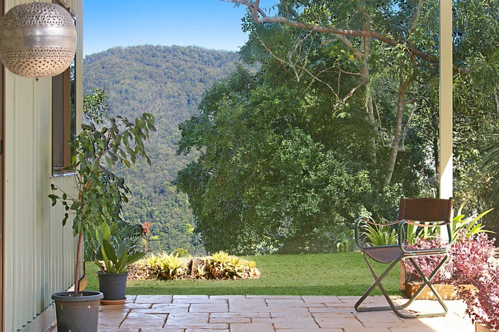 Covered outdoor area at the studio, opening to the garden