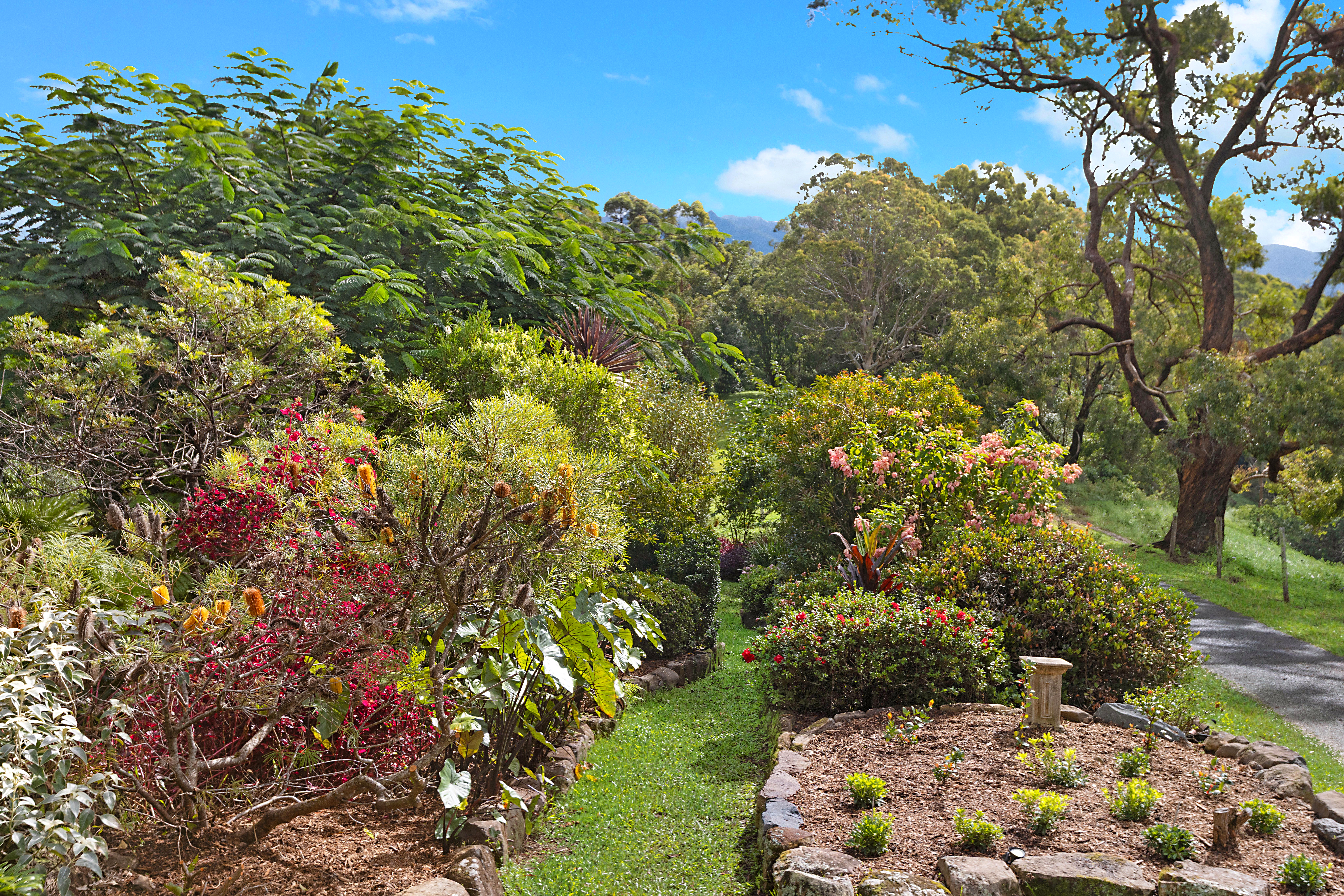 Native gardens in bloom across the grounds