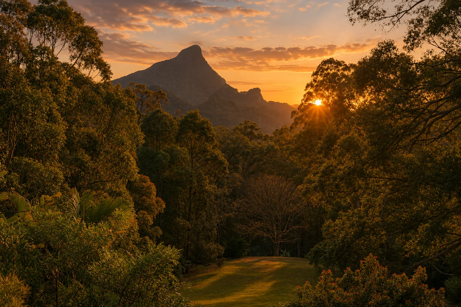 Sunset over Wollumbin (Mt Warning) from Serra Luma