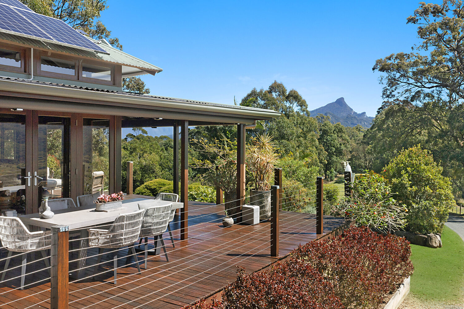The residence commanding elevated views across the valley to the peak of Wollumbin